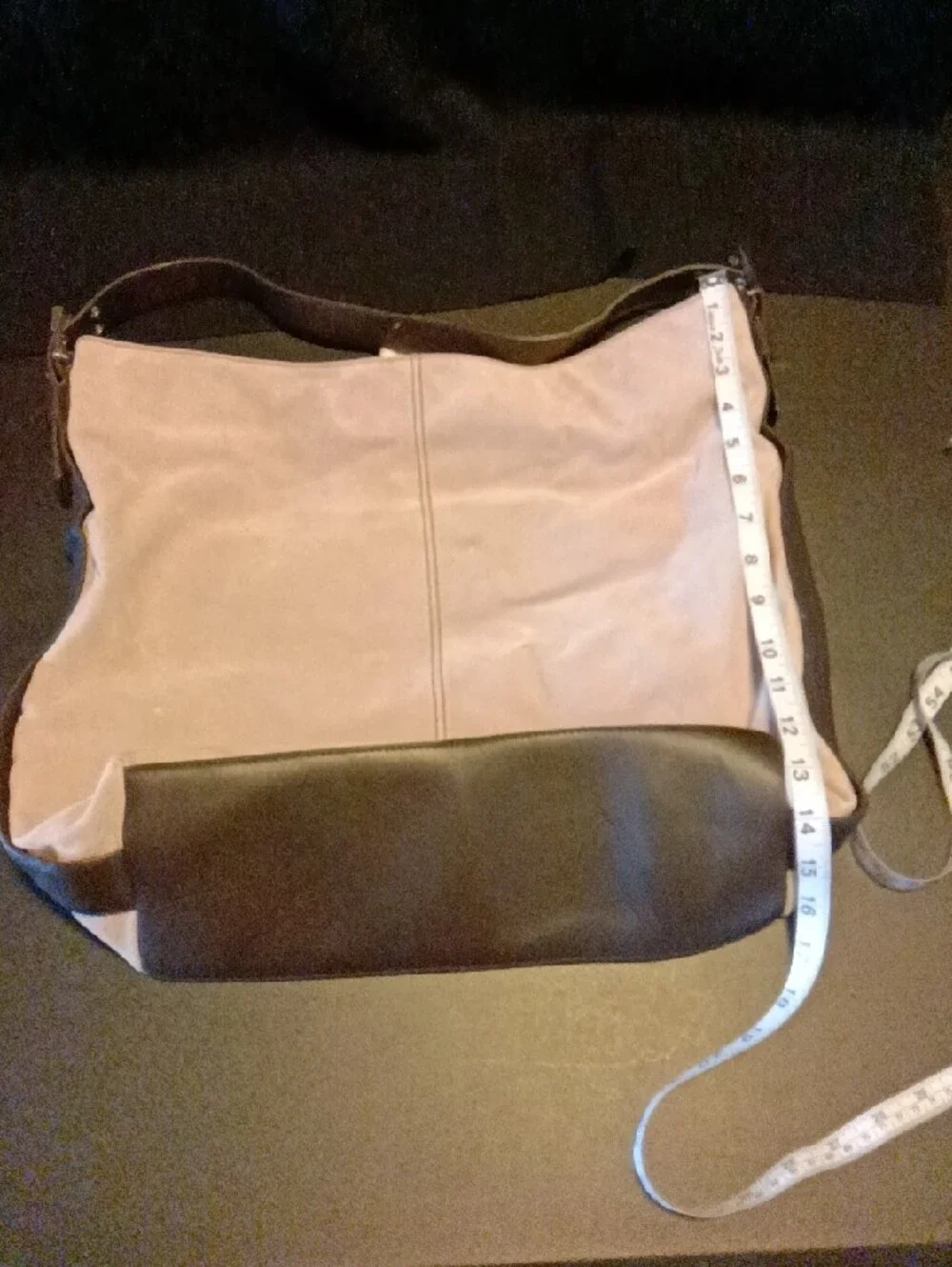 Donald J. Pliner Light Lavender/Brown Suede Hobo Shoulder Bag